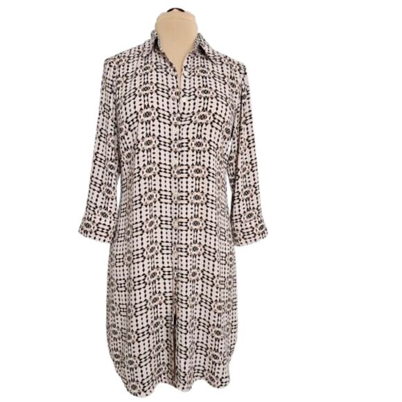 CAbi Dresses & Skirts - Cabi Shirt Dress Womens Medium Button Front Midi Lightweight Corpcore Career Geo